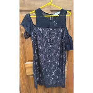NWT Loft Black Lace Nude Cold Shoulder Dress